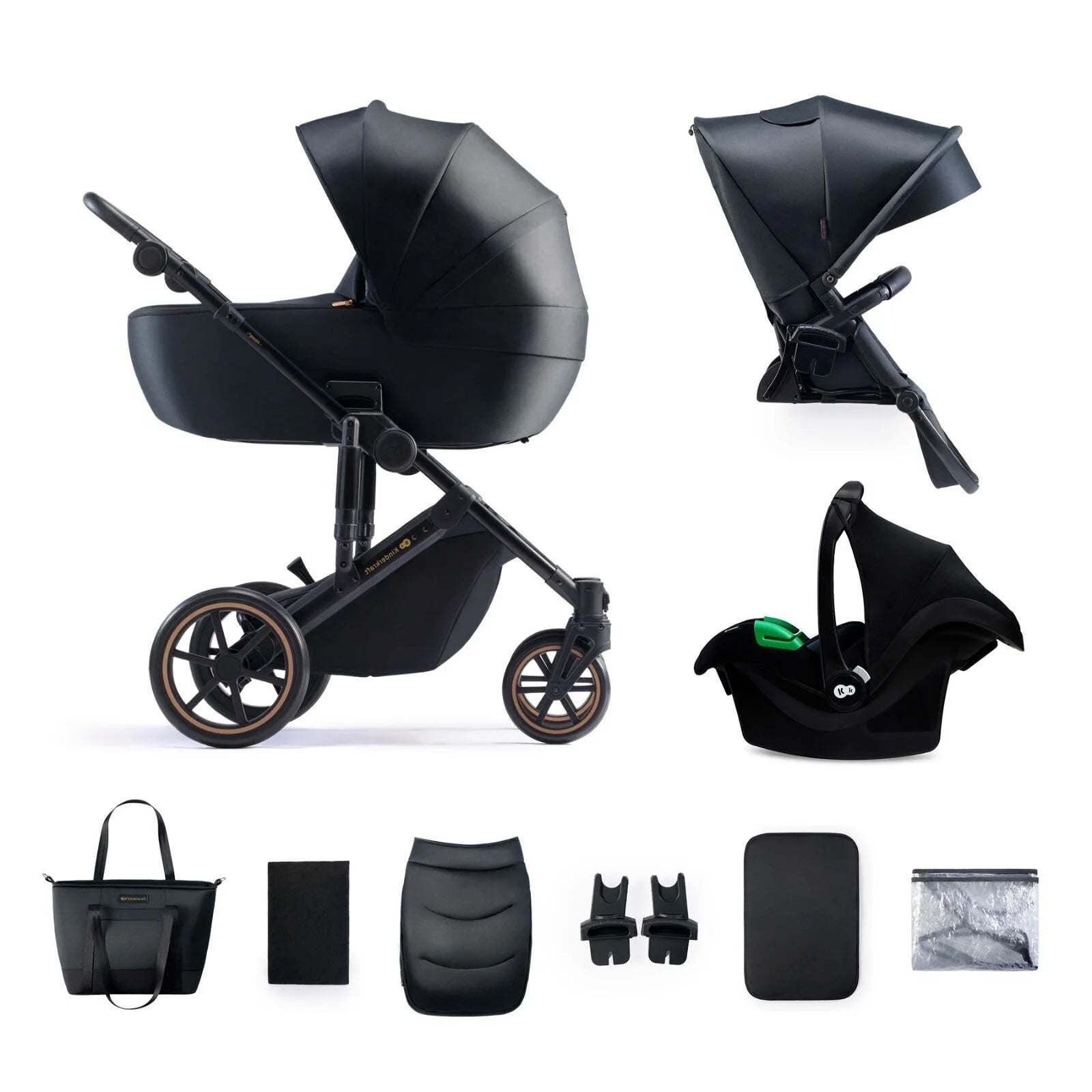 Kinderkraft 3-in-1 Mink Pro Prime 2 Travel System with Car Seat - Venezian Black